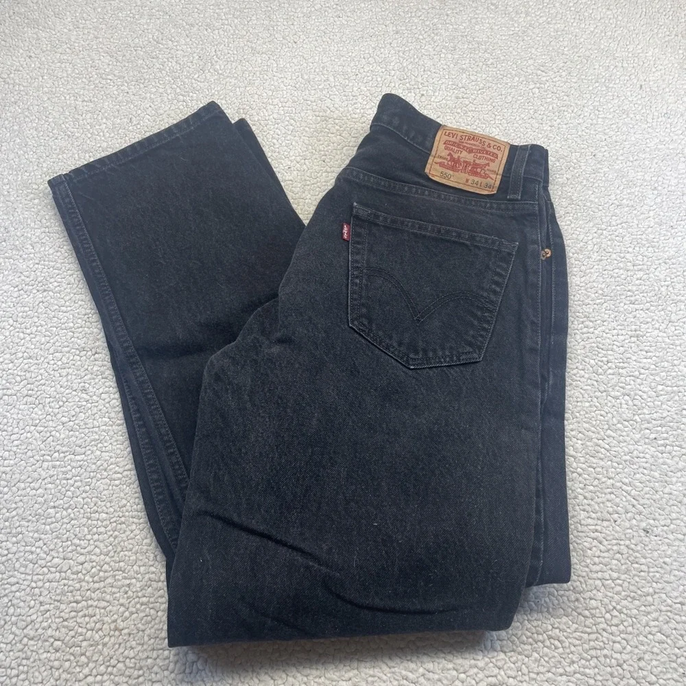 Levi's Jeans Mens 34x34 Black 550 Relaxed Fit Tapered Leg Denim Cotton VTG